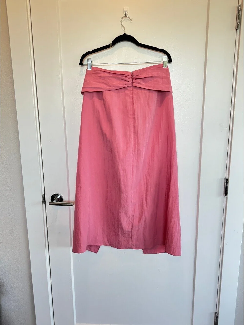 Vince Knot Front Midi Skirt Size L Pink Tencel Lyocell Slit Zip